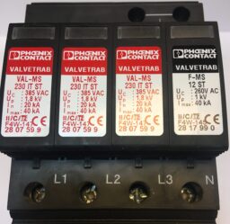 Surge Protection Device Medel VAL-MS/3+1-BE/FM Made by Phoenix Operation parameters 3P-Uc:385V Up Output Voltage 415