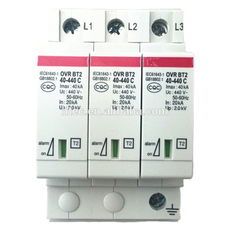 Surge Protection Device Medel OVR-PV-40-1000C Made by ABB-SOULE Operation parameters Surge Protector, 3 Pole, Mains Surge Protector, 4 Pole, Type 2, 40 kA, 275 VAC, Output Voltage 1000